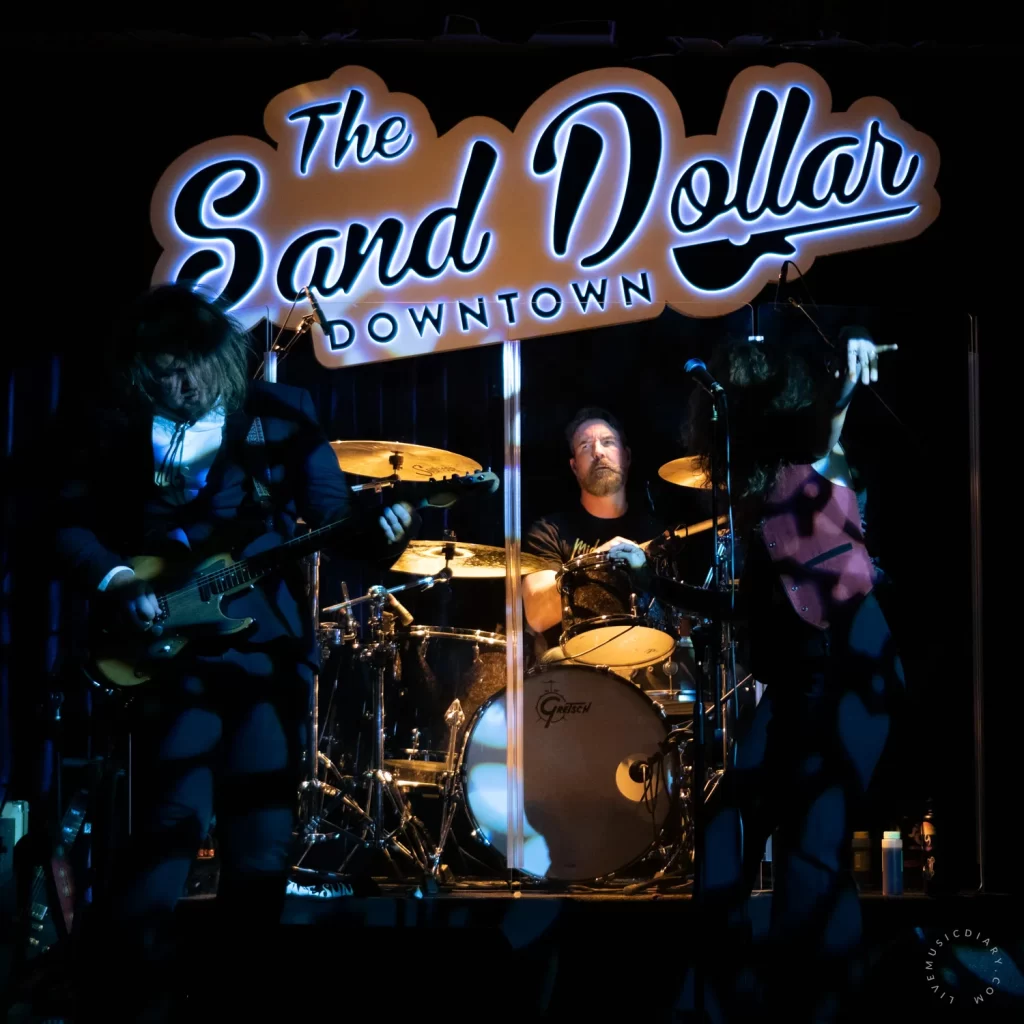 Drummer of Mojave Sun playing on stage at The Sand Dollar | Photo: Miranda Mendelson / LiveMusicDiary.com